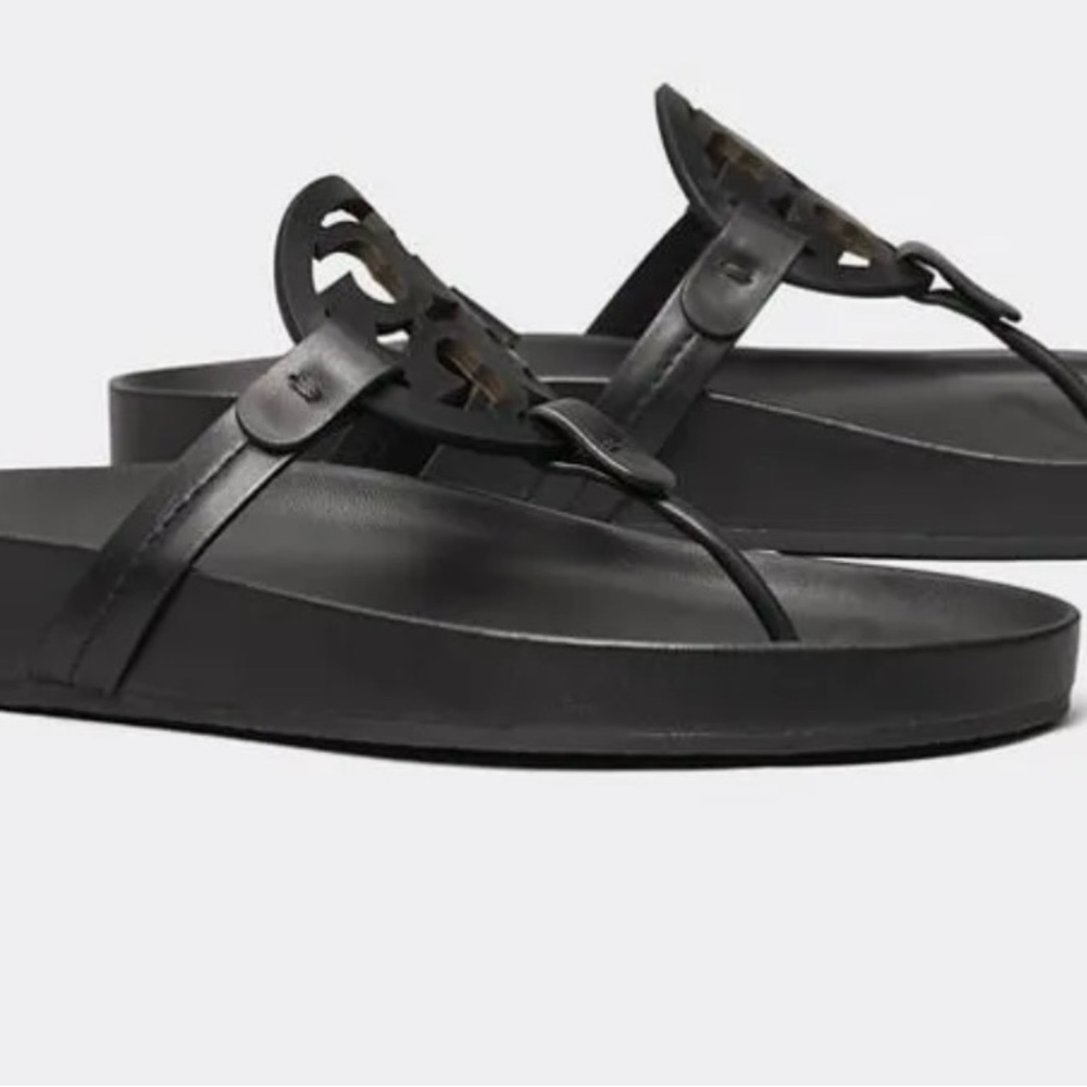 Tory Burch Miller Cloud Black Sandals Size 10